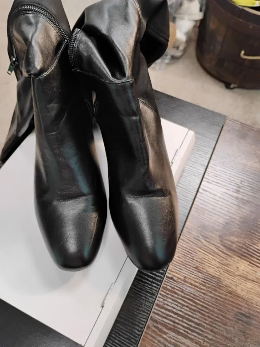 Rouge Helium Black Stretch Wide Calf Boots 9